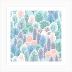 Abstract Seamless Pattern With Winter Forest Background Art Print