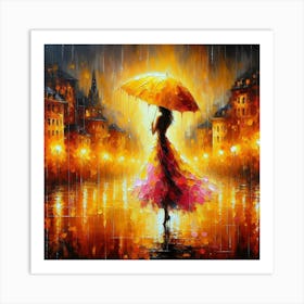 Woman under the rain 2 Art Print