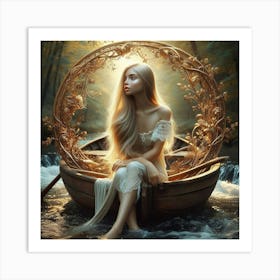 Mermaid In A Boat Art Print