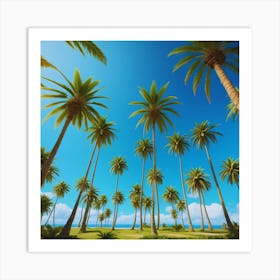 Palm Trees On The Beach 1 Art Print