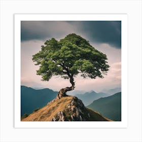 Lone Tree On Top Of Mountain 13 Art Print