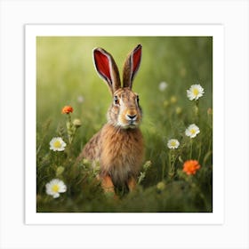 Hare In The Meadow Art Print