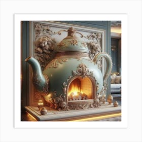 Teapot Fireplace Art Print