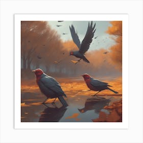 Birds In Autumn 4 Art Print