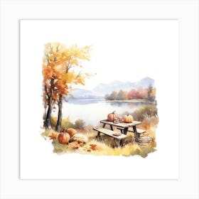 Watercolor Autumn Painting 2 Art Print