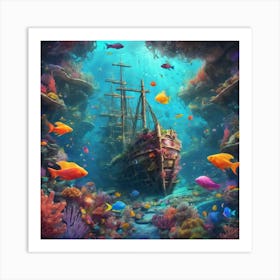 Ship In The Sea Art Print