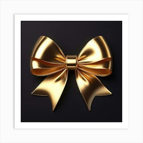 Golden Bow On Black Background 2 Art Print