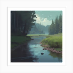 River In The Forest 73 Art Print