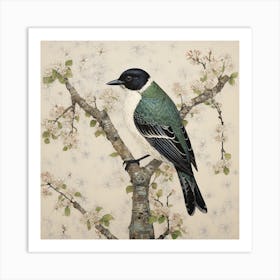 Ohara Koson Inspired Bird Painting Bluebird 2 Square Art Print