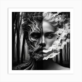 Woman In The Forest Art Print