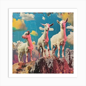Mountain Goat Kitsch Collage 1 Art Print
