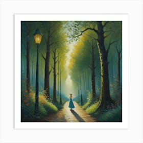 Girl In The Woods Art Print