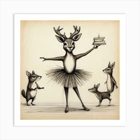 Deer Dancers Art Print