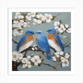 Bluebirds In Blossom 3 Art Print