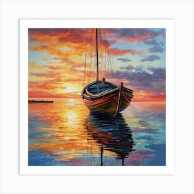 Sailboat At Sunset Art Print