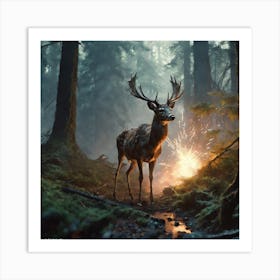 Deer In The Forest 56 Art Print