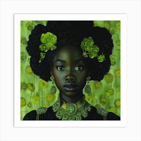 'Black Girl With Flowers' Art Print