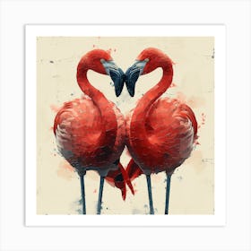 Flamingos In Love 2 Art Print