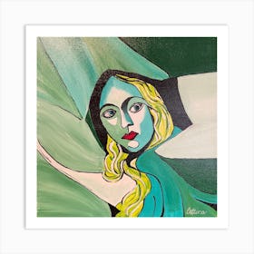 Woman In Green Art Print