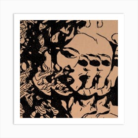 Abstract face Symbiosis Art Print