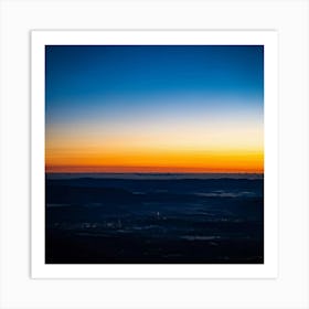 An Abstract Art Of The Stratosphere Where The Horizon Blurs The Line Between An Orange Sunrise And (1) Art Print