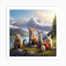 Fox And The Flowers Art Print