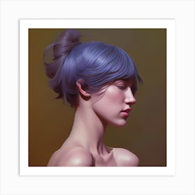 Girl With Blue Hair Art Print