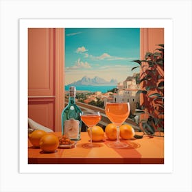 Oranges And Wine Art Print