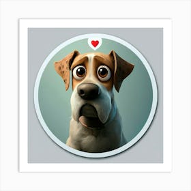 Dog With A Heart Art Print