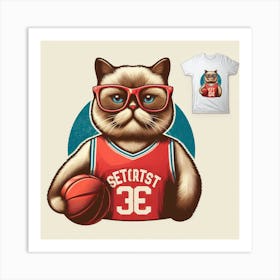 Basketball Cat Art Print