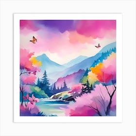 Butterflies In The Mountains Art Print