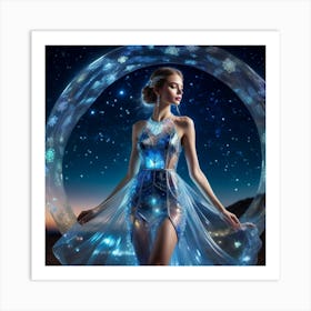 FUTURISTIC FEMALE FASHION BLUE 2 Art Print