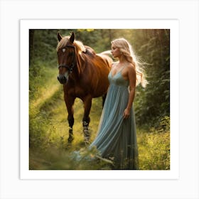 Girl And A Horse Art Print Art Print