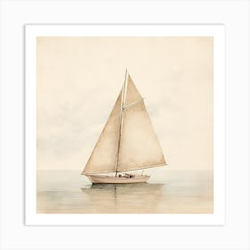 Ibdunks Minimalist Vintage Painting Of A Sail Boat Faded Colori A7ca2eaa B780 4ebc 984f 729ab2bc0b84 Art Print