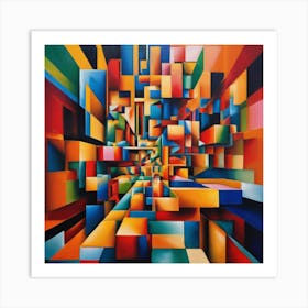 Abstract Cubes Art Print