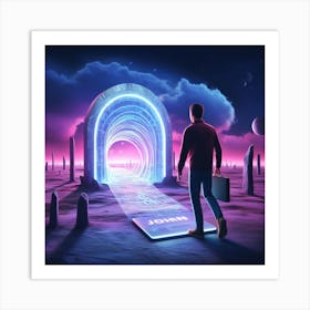 Futuristic Man In Space Art Print