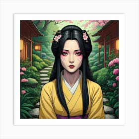 Beautiful Geisha woman Art Print