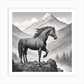 Horse In The Mountains 1 Art Print