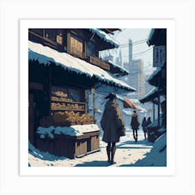 City In Winter Art Print