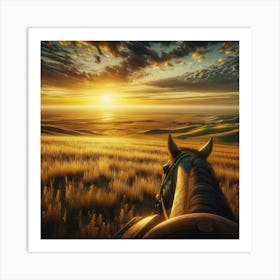 Horseback on the Wild West Prarie Art Print