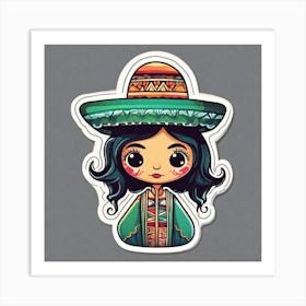 Mexico Sticker 2d Cute Fantasy Dreamy Vector Illustration 2d Flat Centered By Tim Burton Pr (5) Art Print