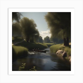 Boat On A River 7 Art Print