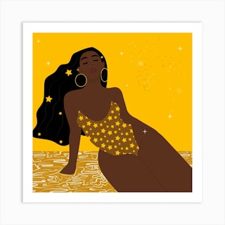 Twinkle Brown Square Art Print