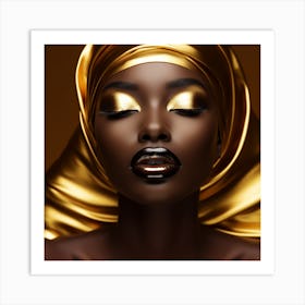 Black Woman With Gold Makeup 2 Art Print
