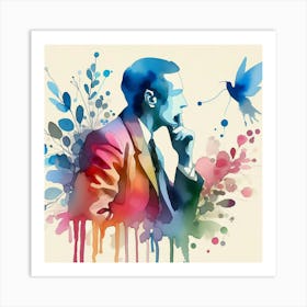 Watercolor Portrait Of A Man Art Print