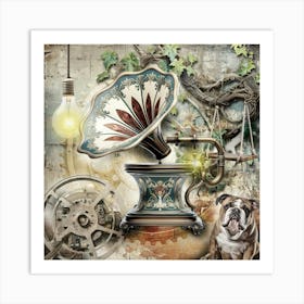 Gramophone Surreal Illustration Art 03 Art Print