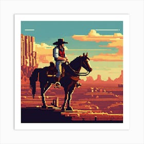 Pixel Cowboy Art Print