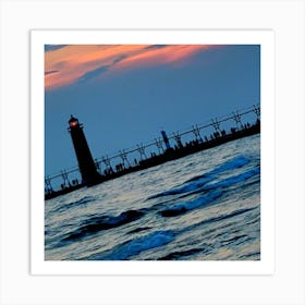 Sunset At The Lighthouse Art Print