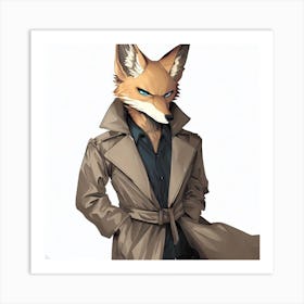 Tan trech coat fox Art Print