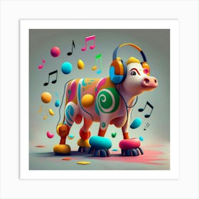 Cow With Music Notes 3 Art Print